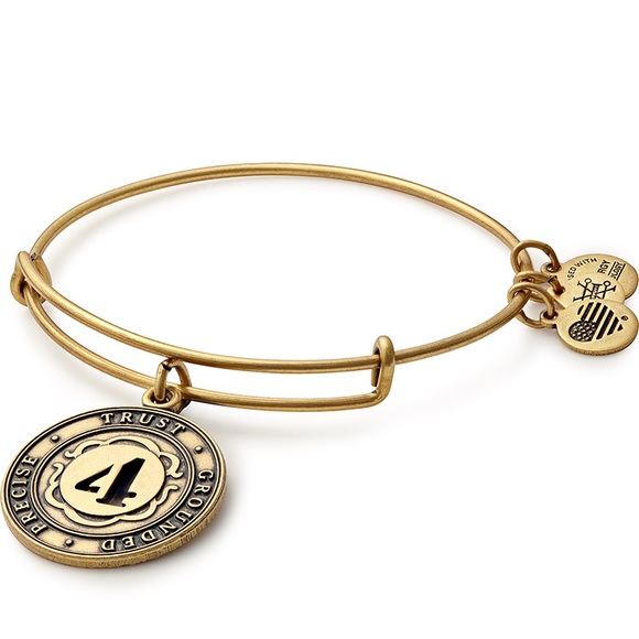 Alex and Ani Jewelry - Alex and Ani Number 4 Charm Bangle Bracelet | Precise, Trust, and Grounded